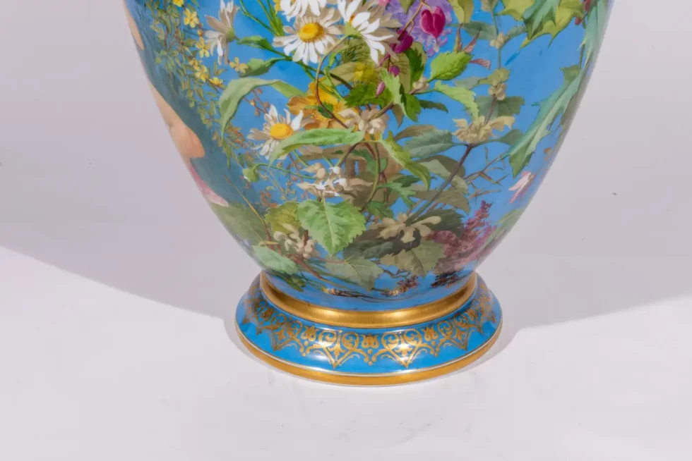 A Large French Baccarat Opaline Glass Hand-Painted "Bacchanale" Vase, by Roussel - Image 8