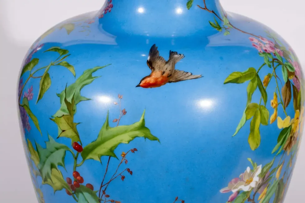 A Large French Baccarat Opaline Glass Hand-Painted "Bacchanale" Vase, by Roussel - Image 7
