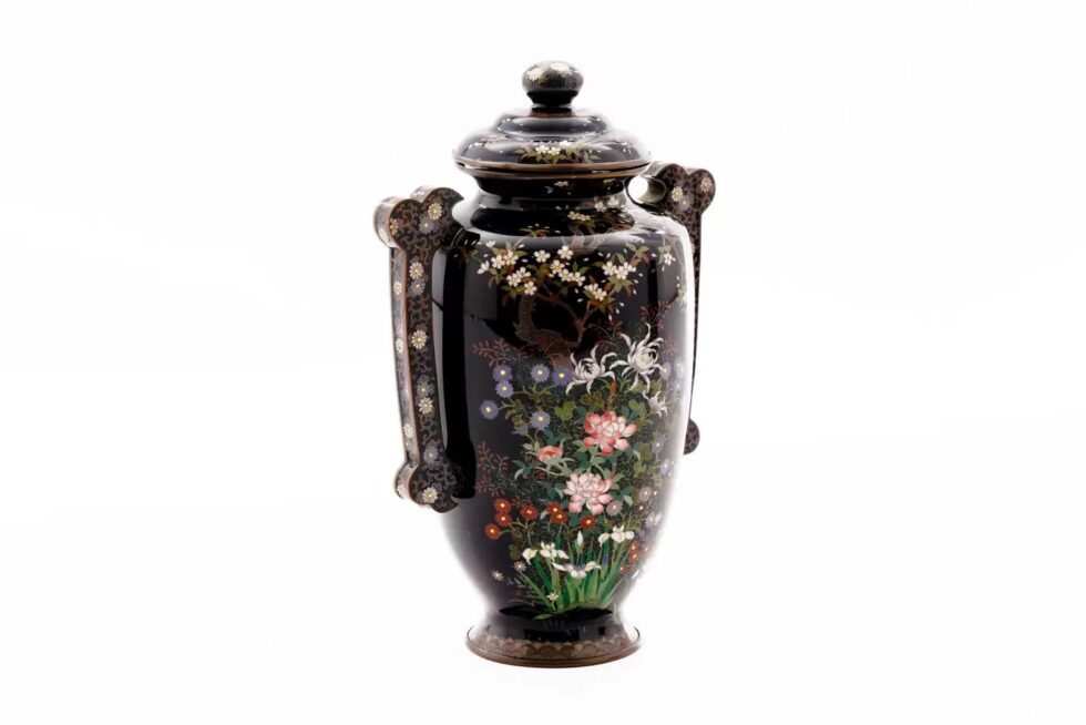 Important Meiji Period Japanese Cloisonné Enamel Covered Jar by Miwa Tomisaburo - Image 8