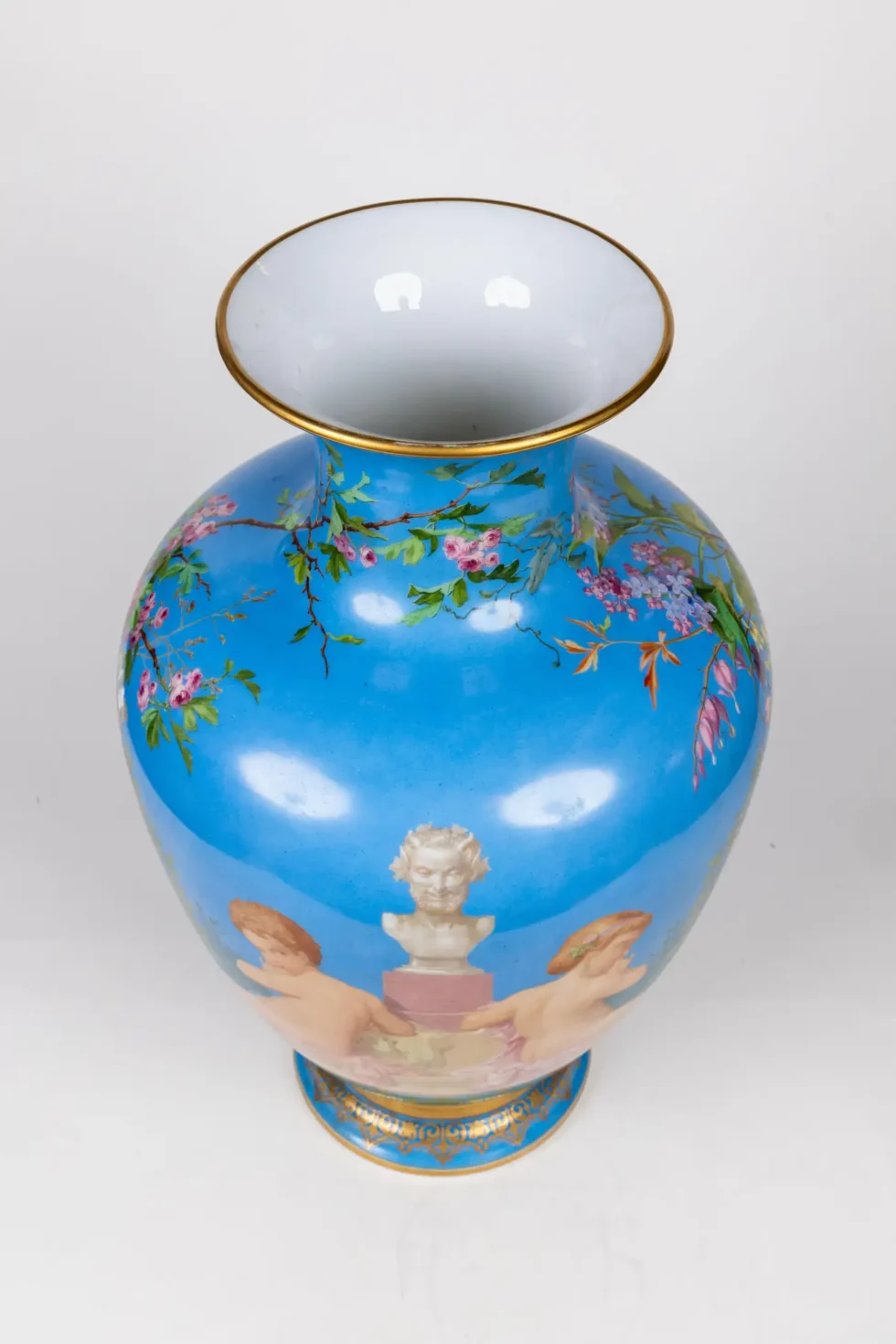 A Large French Baccarat Opaline Glass Hand-Painted "Bacchanale" Vase, by Roussel - Image 19
