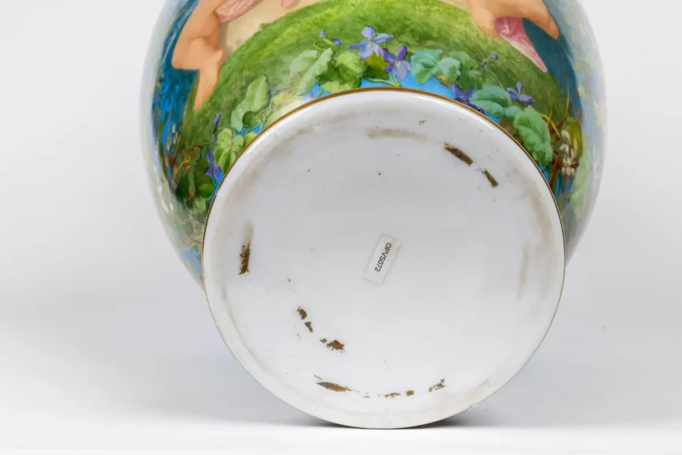 A Large French Baccarat Opaline Glass Hand-Painted "Bacchanale" Vase, by Roussel - Image 20