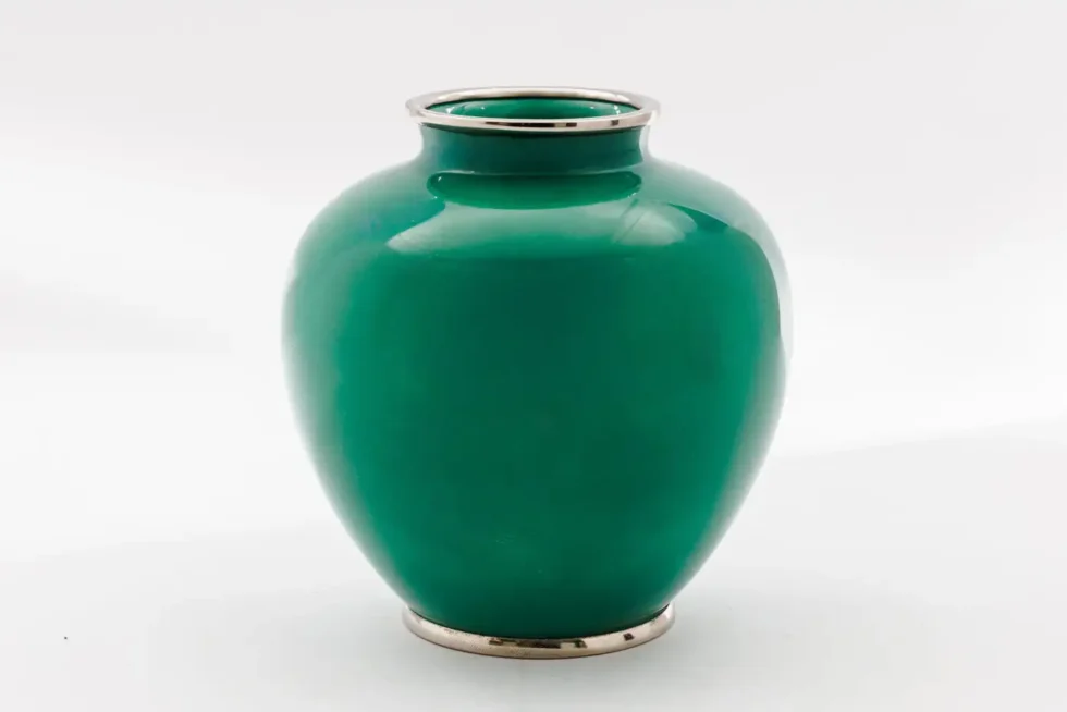 Mid-Century Japanese Cloisonné Enamel Vase with Tropical Fish Attributed to Sato - Image 3