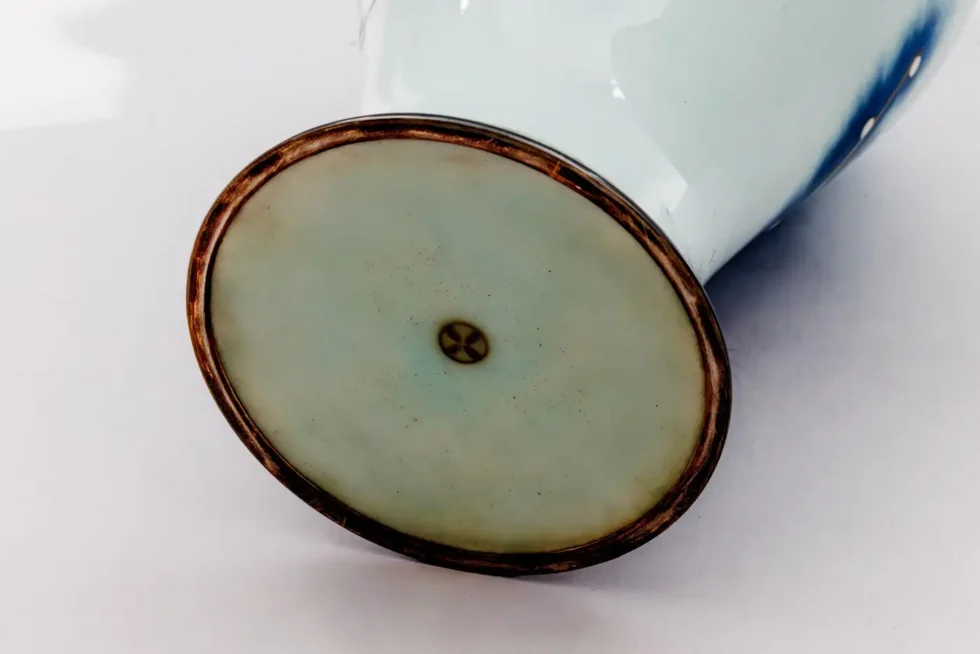Exquisite Japanese Cloisonné Enamel Vase Blue and White Plum Blossoms, Ando - Image 13