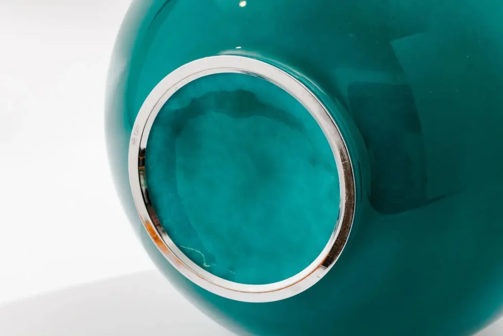 Mid-Century Japanese Cloisonné Enamel Vase by Sato with Origami Crane Motif - Image 12