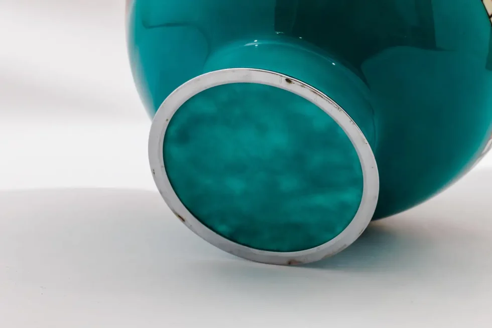 Mid-Century Japanese Cloisonné Enamel Vase Attributed to Sato with Geometric - Image 12