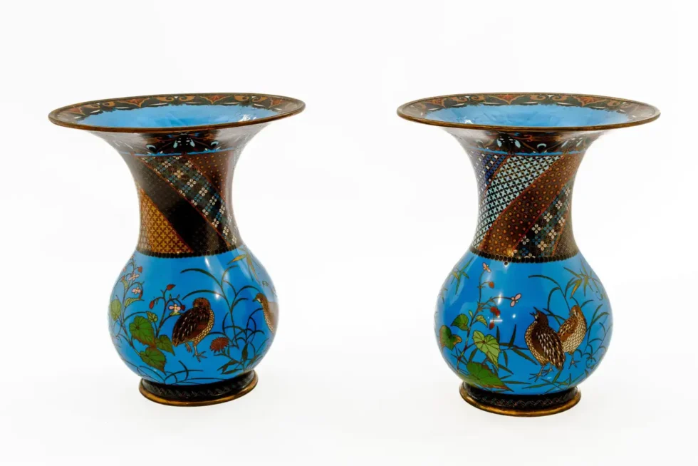 Important Pair of Japanese Cloisonné Enamel Vases Attributed to Gotō Seizaburō - Image 5