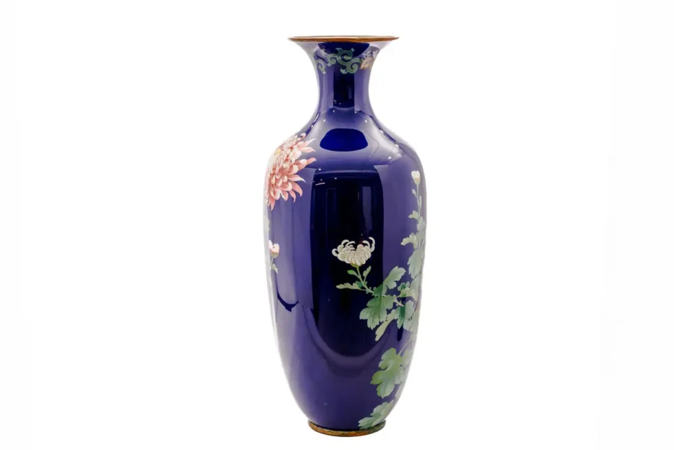 Monumental Japanese Cloisonné Enamel Vase with Chrysanthemums, Gotō Seizaburō - Image 3