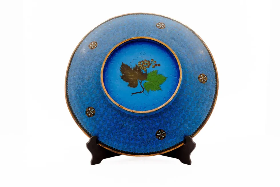 Fine Japanese Cloisonné Enamel Charger Peonies Birds Butterflies Goto Seizaburō - Image 2