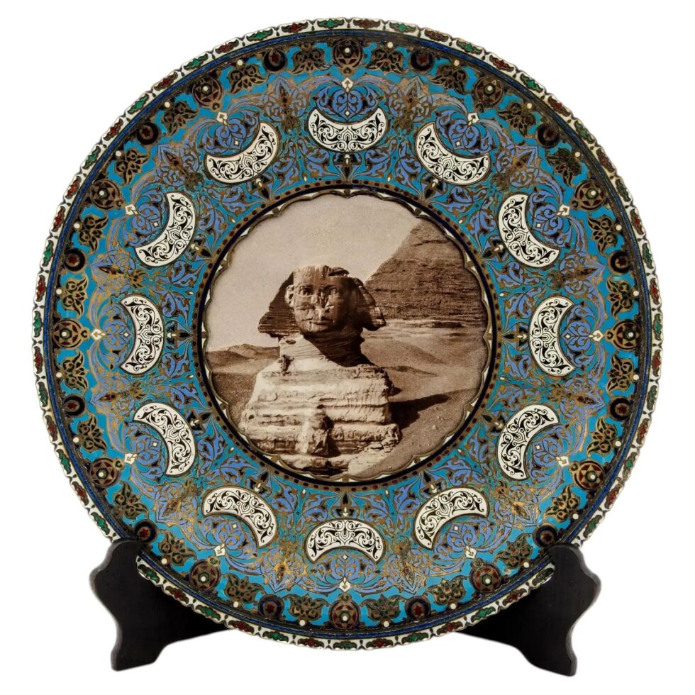 An Important Ottoman Yildiz Palace Silver Gilt and Enamel Plate, Sphinx of Egypt