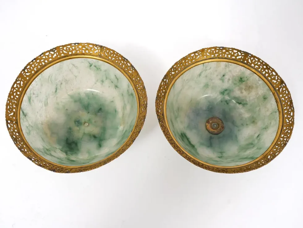 An Exceptional Edward I. Farmer Jade and Coral Clock Garniture with Lamps - Image 16