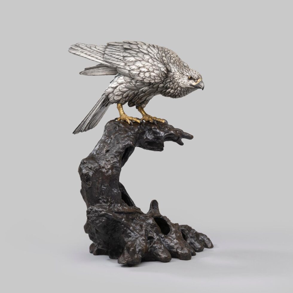 Contemporary Silver-Plated Bronze Eagle