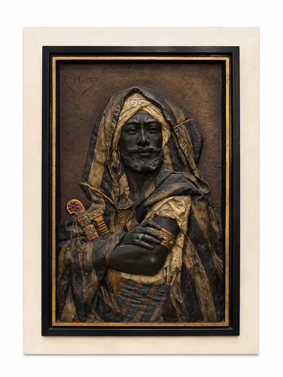 Exceptional Pair of Signed Louis Hottot Orientalist Polychrome Relief Panels - Image 2