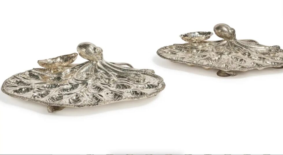 Rare Pair of Mario Buccellati Italian Silver Marine-Themed Oyster Platters - Image 10