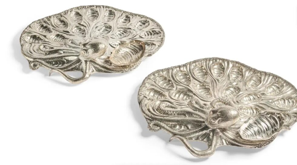 Rare Pair of Mario Buccellati Italian Silver Marine-Themed Oyster Platters - Image 6
