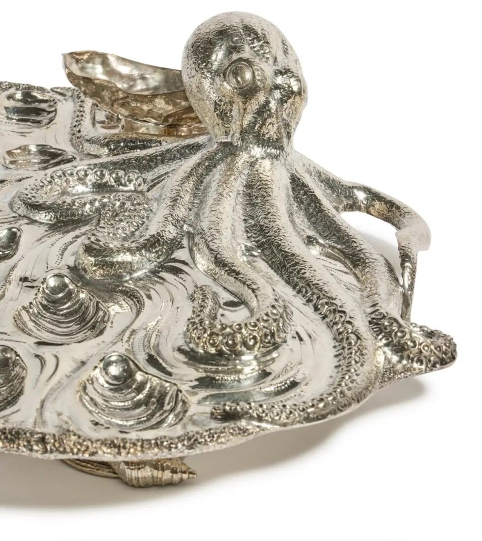 Rare Pair of Mario Buccellati Italian Silver Marine-Themed Oyster Platters - Image 9