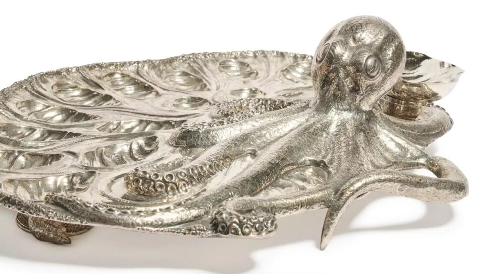Rare Pair of Mario Buccellati Italian Silver Marine-Themed Oyster Platters - Image 7