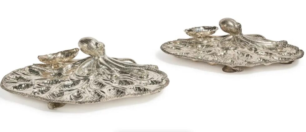 Rare Pair of Mario Buccellati Italian Silver Marine-Themed Oyster Platters - Image 4