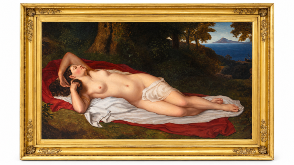 Monumental 19th-Century Ariadne Oil Painting, Attributed to Thomas Sully - Image 2