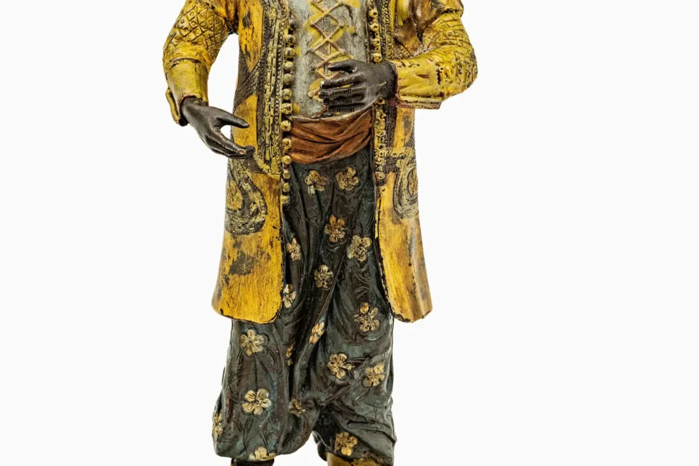 Exceptional Pair of 19th Century Orientalist Moorish Polychrome Bronze Figures - Image 8
