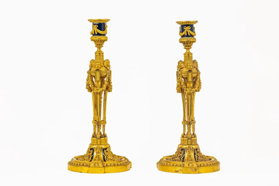 Exceptional Pair of French Ormolu Candlesticks by Millet, After Martincourt - Image 2