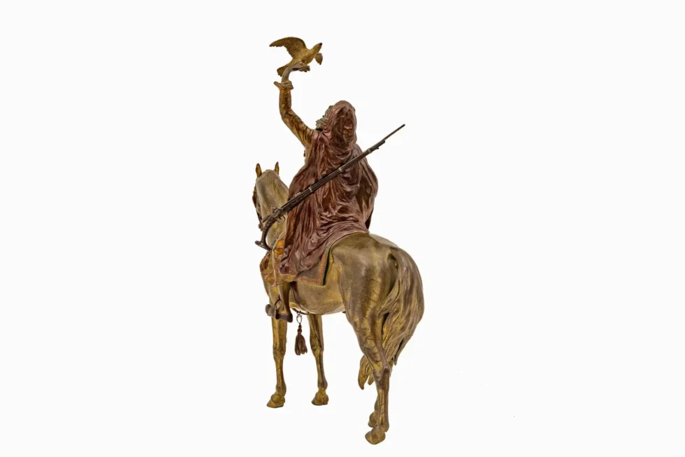 Large Franz Bergman Austrian Cold-Painted Bronze Arab Falconer on Horseback - Image 5