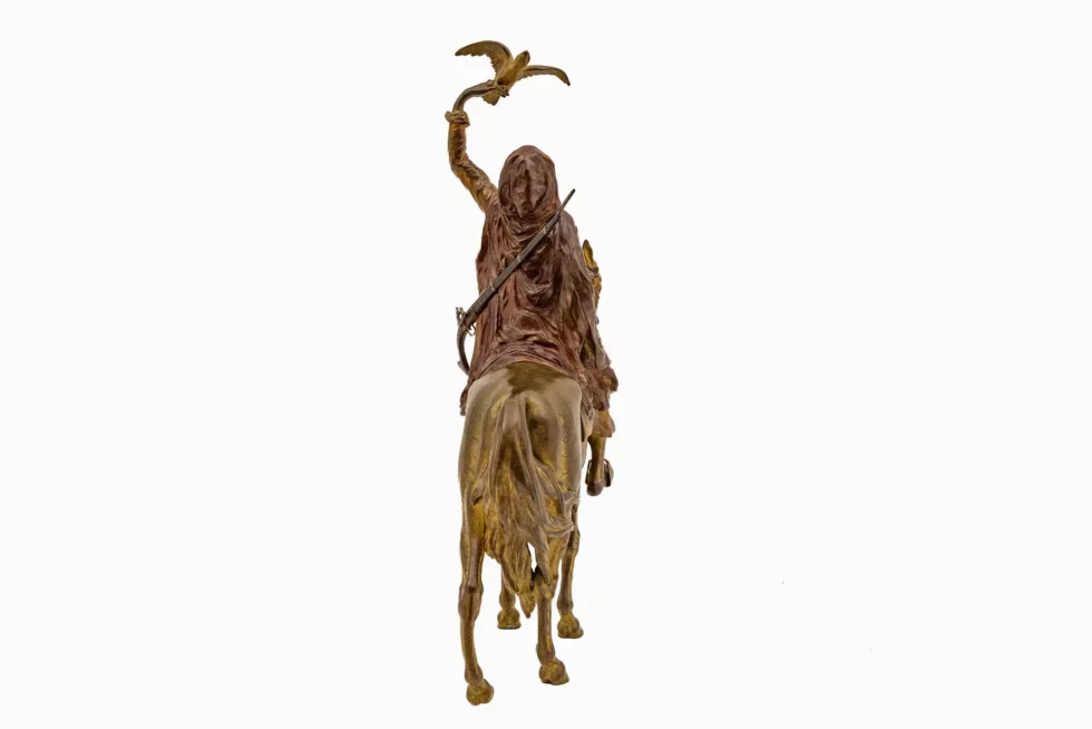 Large Franz Bergman Austrian Cold-Painted Bronze Arab Falconer on Horseback - Image 6