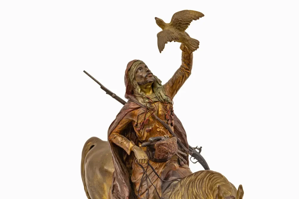 Large Franz Bergman Austrian Cold-Painted Bronze Arab Falconer on Horseback - Image 8