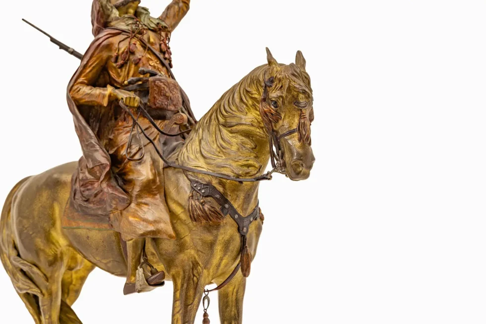 Large Franz Bergman Austrian Cold-Painted Bronze Arab Falconer on Horseback - Image 10