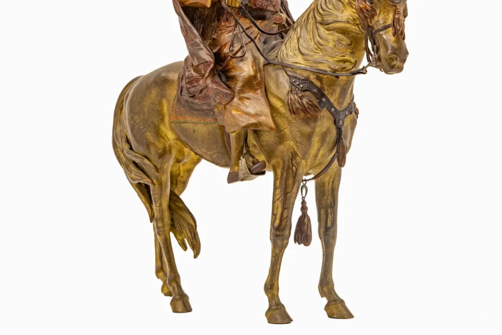 Large Franz Bergman Austrian Cold-Painted Bronze Arab Falconer on Horseback - Image 11