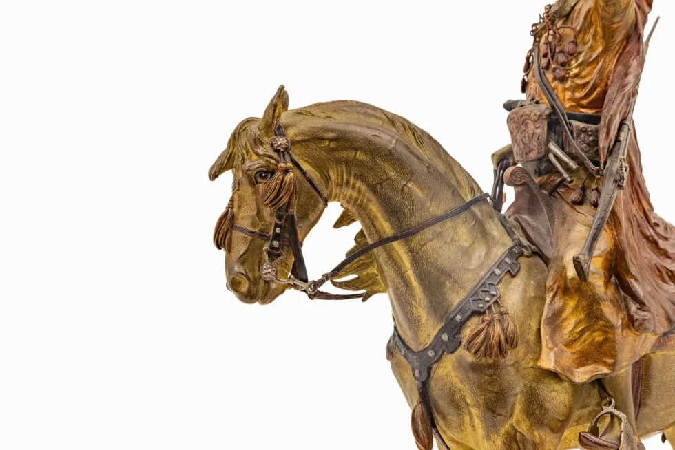 Large Franz Bergman Austrian Cold-Painted Bronze Arab Falconer on Horseback - Image 12