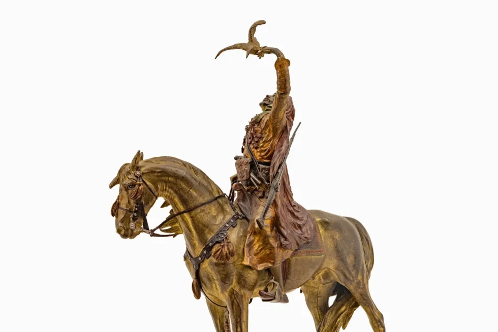 Large Franz Bergman Austrian Cold-Painted Bronze Arab Falconer on Horseback - Image 13