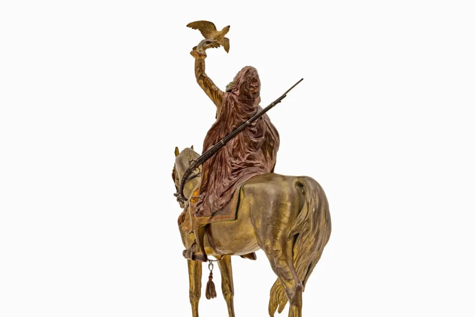 Large Franz Bergman Austrian Cold-Painted Bronze Arab Falconer on Horseback - Image 14