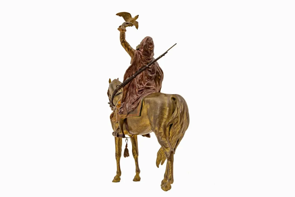 Large Franz Bergman Austrian Cold-Painted Bronze Arab Falconer on Horseback - Image 15