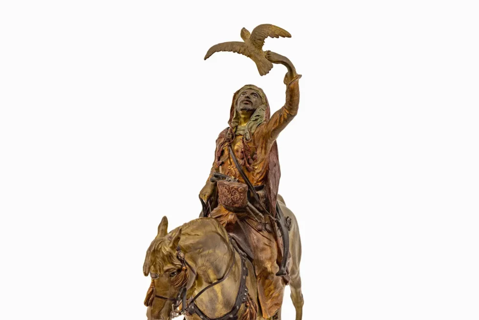 Large Franz Bergman Austrian Cold-Painted Bronze Arab Falconer on Horseback - Image 17