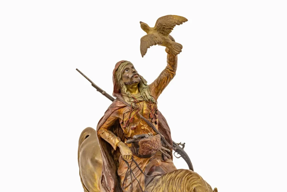 Large Franz Bergman Austrian Cold-Painted Bronze Arab Falconer on Horseback - Image 18