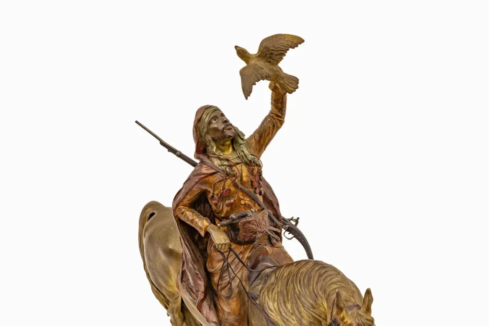 Large Franz Bergman Austrian Cold-Painted Bronze Arab Falconer on Horseback - Image 20