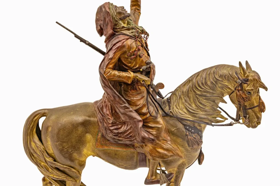 Large Franz Bergman Austrian Cold-Painted Bronze Arab Falconer on Horseback - Image 22