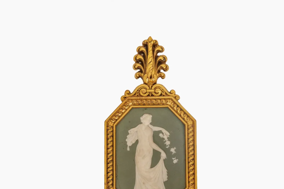 Fine Pair of Neoclassical Gilt Bronze & Wedgwood Sconces, Sterling Bronze Co - Image 6