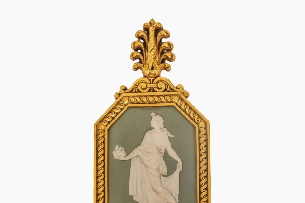 Fine Pair of Neoclassical Gilt Bronze & Wedgwood Sconces, Sterling Bronze Co - Image 10