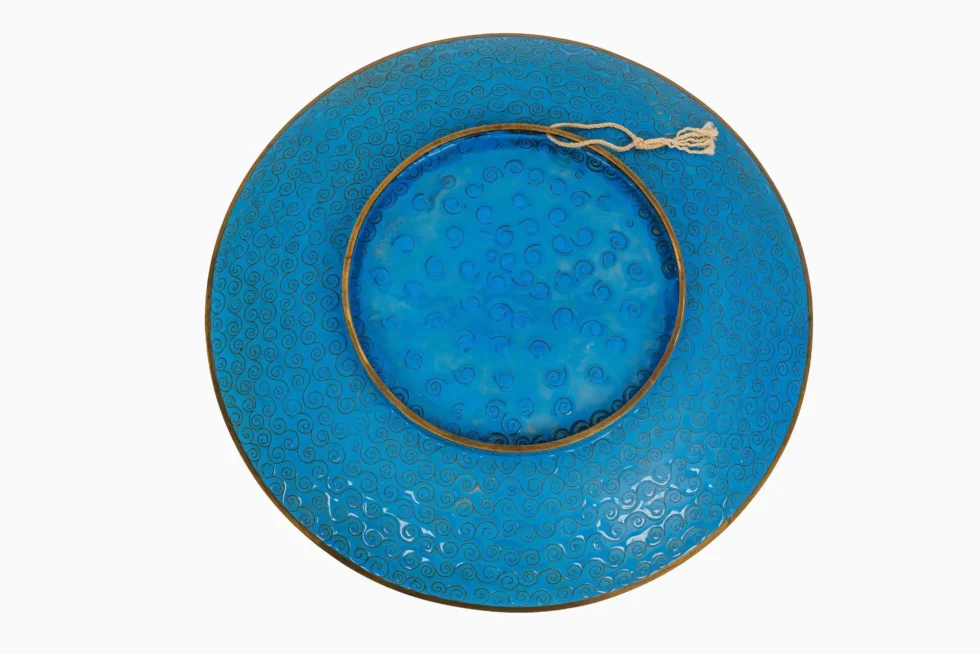 Exceptional Japanese Meiji Cloisonné Enamel Charger, Turquoise Ground, 18 Inches - Image 9