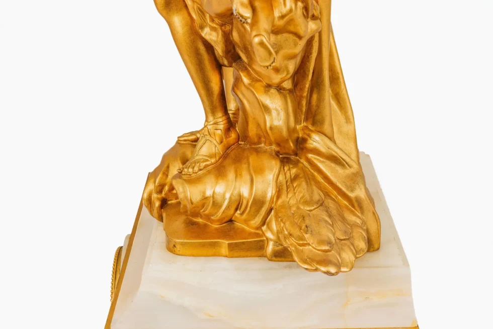Monumental Barbedienne Ormolu, Onyx & Champlevé Enamel Figural Clock, 19th C. - Image 5