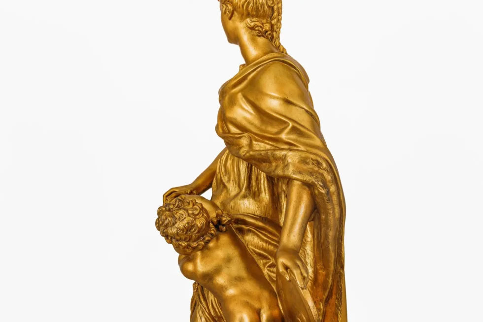 Monumental Barbedienne Ormolu, Onyx & Champlevé Enamel Figural Clock, 19th C. - Image 7