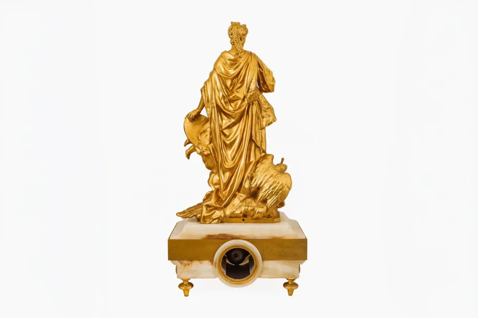 Monumental Barbedienne Ormolu, Onyx & Champlevé Enamel Figural Clock, 19th C. - Image 9