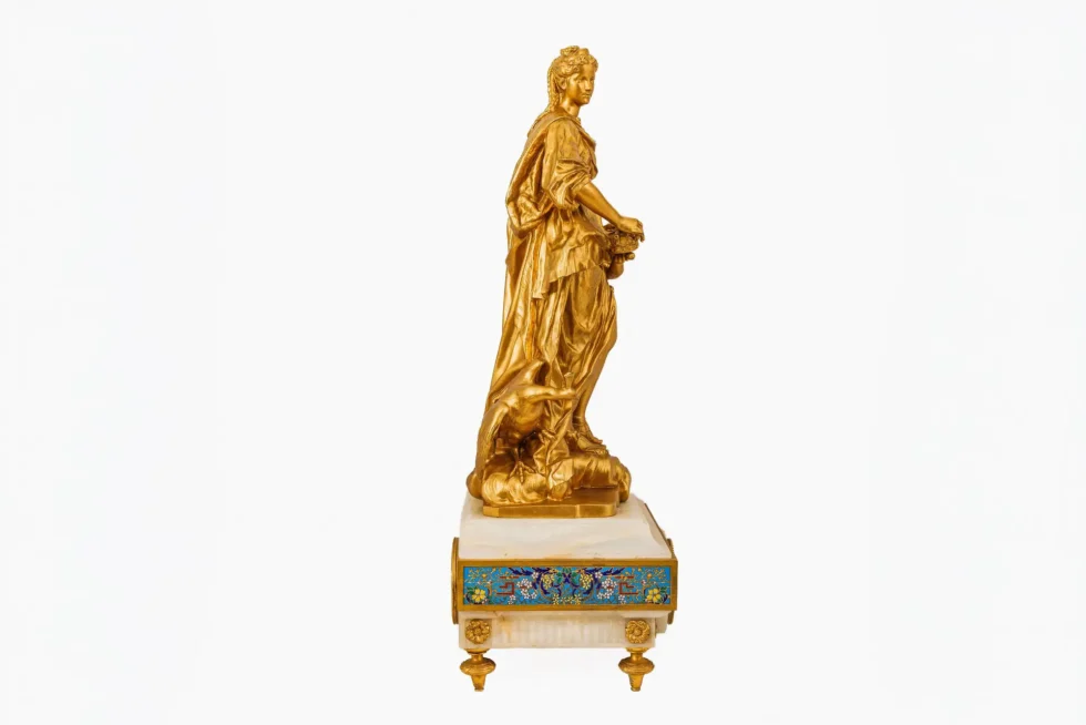 Monumental Barbedienne Ormolu, Onyx & Champlevé Enamel Figural Clock, 19th C. - Image 13