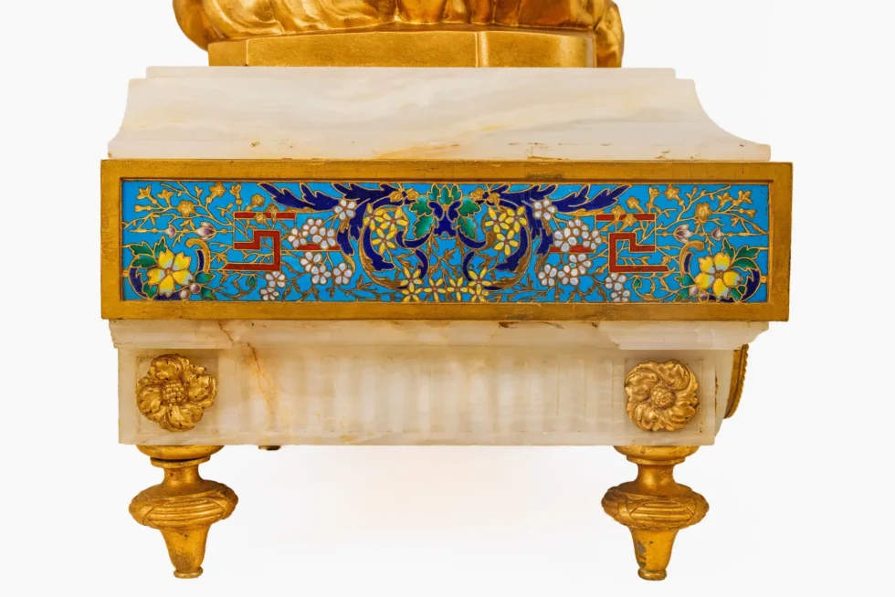 Monumental Barbedienne Ormolu, Onyx & Champlevé Enamel Figural Clock, 19th C. - Image 15
