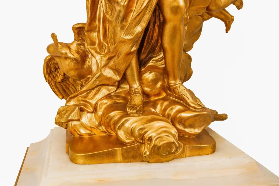 Monumental Barbedienne Ormolu, Onyx & Champlevé Enamel Figural Clock, 19th C. - Image 17