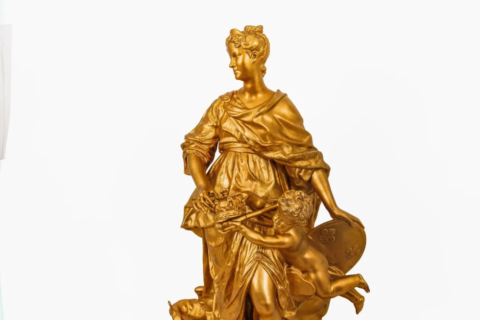 Monumental Barbedienne Ormolu, Onyx & Champlevé Enamel Figural Clock, 19th C. - Image 18