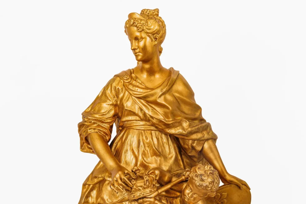 Monumental Barbedienne Ormolu, Onyx & Champlevé Enamel Figural Clock, 19th C. - Image 20
