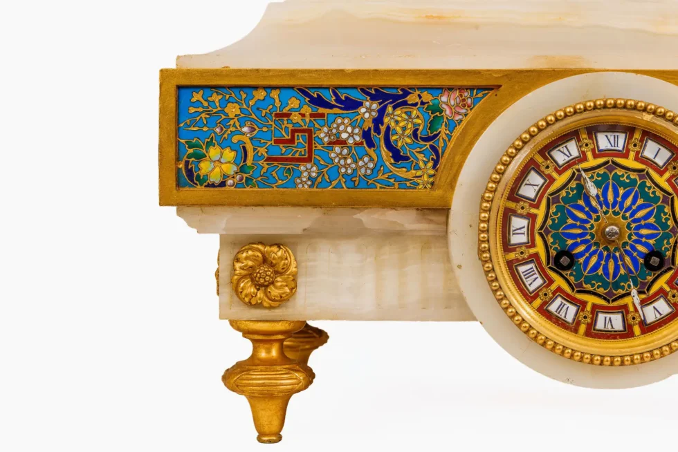 Monumental Barbedienne Ormolu, Onyx & Champlevé Enamel Figural Clock, 19th C. - Image 23