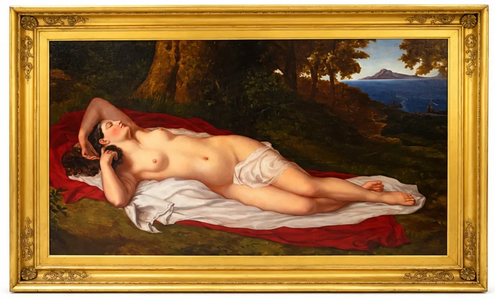 Monumental 19th-Century Ariadne Oil Painting, Attributed to Thomas Sully